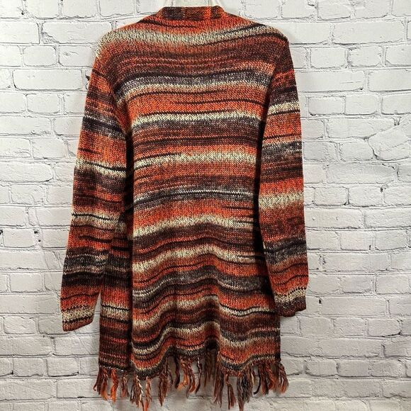 BB Dakota X Steve Madden Canyon Cutie Cardigan Stripe Open Front Orange M NWT - Picture 3 of 10